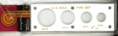 Gold Type Set Capital Plastics Coin Holder White 2x6