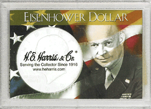 IKE Silver Dollar Frosty Case - Eisenhower w Flag