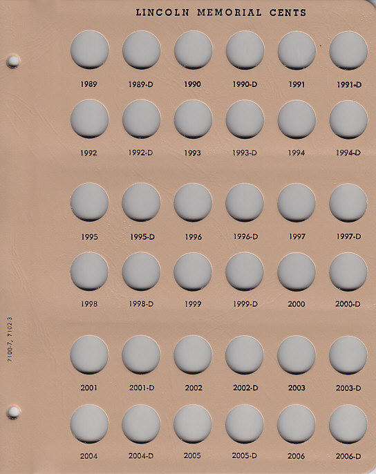 Dansco Lincoln Cents - Coin Album Replacement Page 7 (7-7100)