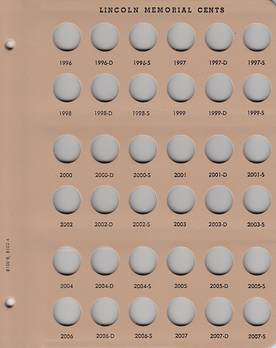 Dansco Lincoln Cents with Proofs - Coin Album Replacement Page 8 (8-8100)