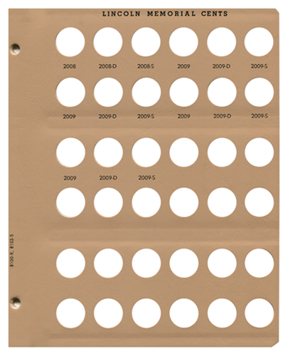 Dansco Lincoln Cents with Proofs - Coin Album Replacement Page 9 (9-8100)