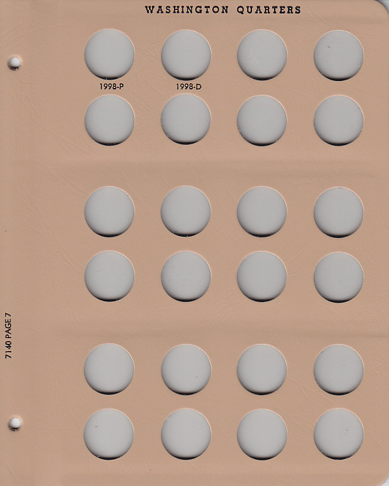 Dansco Washington Quarters - Coin Album Replacement Page 7 (7-7140 and 8140)