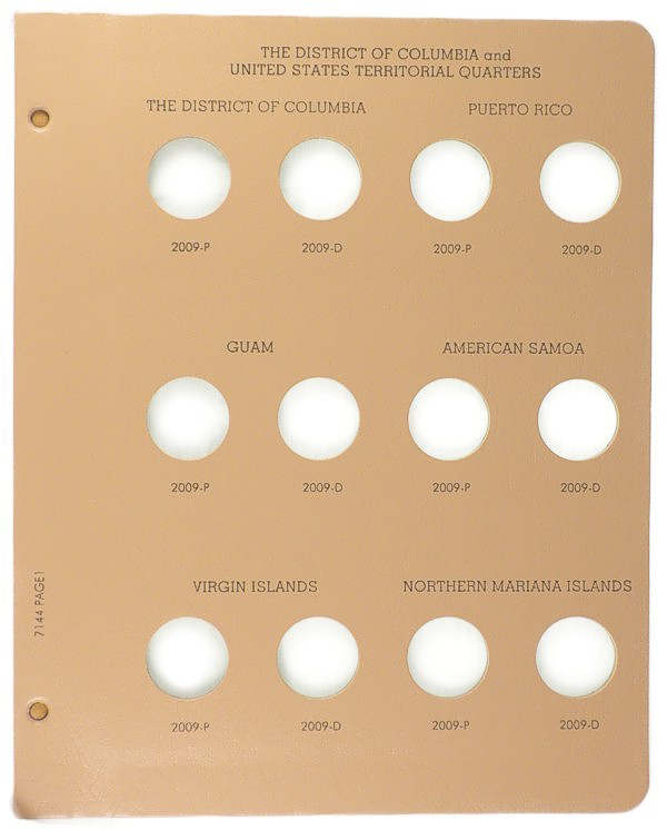 Dansco State Quarter 2009 P&D, D.C. and Territories - Coin Album Replacement Page (1-7144)