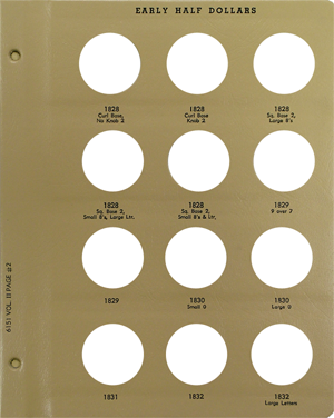 Dansco Early Half Dollars - Coin Album Replacement Page 2 (2-6151)