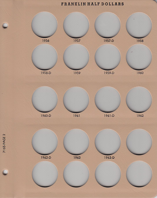 Dansco Franklin Half Dollars - Coin Album Replacement Page 2 (2-7165)