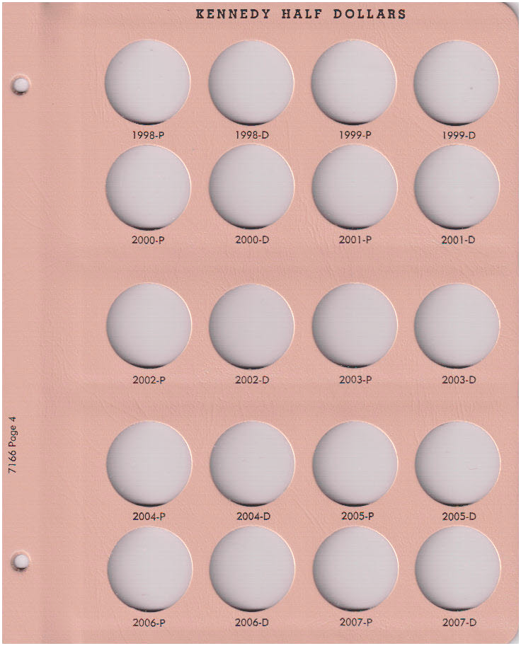 Dansco Kennedy Half Dollar - Coin Album Replacement Page 4 (4-7166)