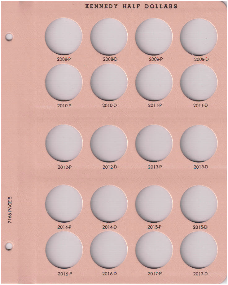 Dansco Kennedy Half Dollar - Coin Album Replacement Page 5 (5-7166)