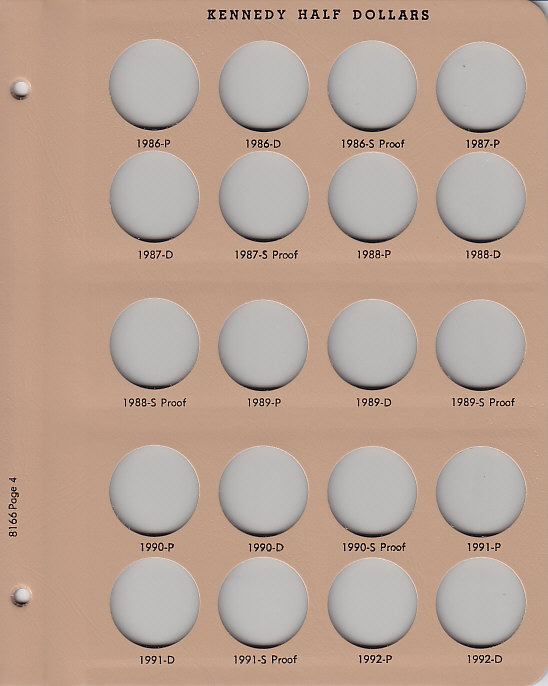 Dansco Kennedy Half Dollars with Proofs - Coin Album Replacement Page 4 (4-8166)