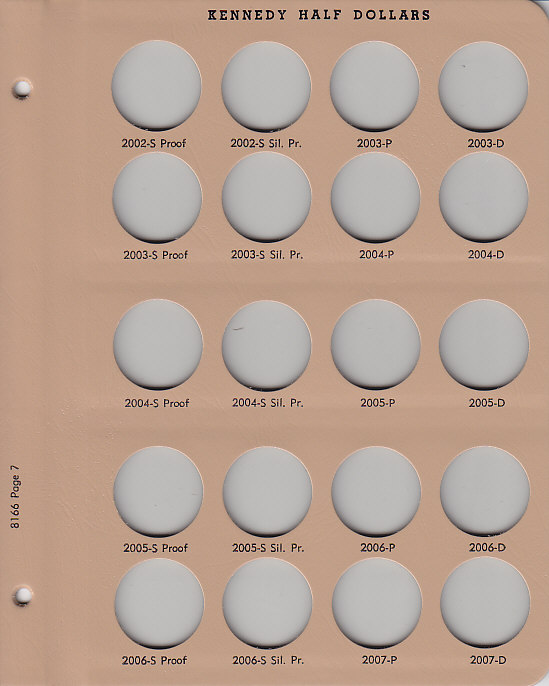Dansco Kennedy Half Dollars with Proofs - Coin Album Replacement Page 7 (7-8166)