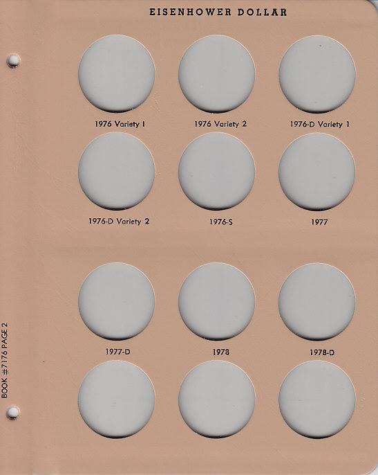 Dansco Eisenhower Dollars - Coin Album Replacement Page 2 (2-7176)