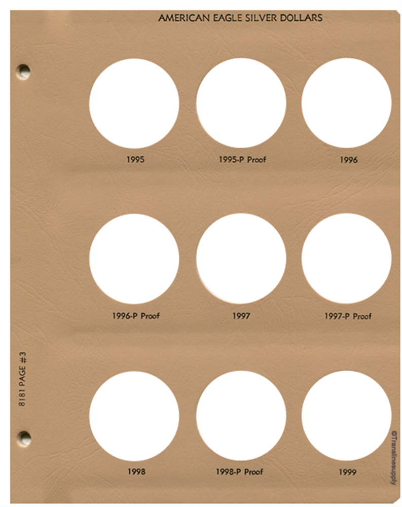 Dansco American Eagle Silver Dollars with Proof - Coin Album Replacement Page 3 (3-8181)