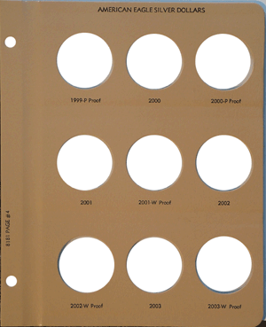 Dansco American Eagle Silver Dollars with Proof - Coin Album Replacement Page 4 (4-8181)