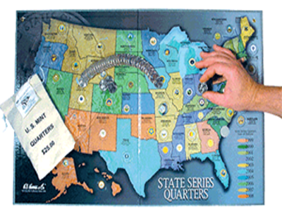 Collectors Map for Statehood Quarters 1999 - 2009