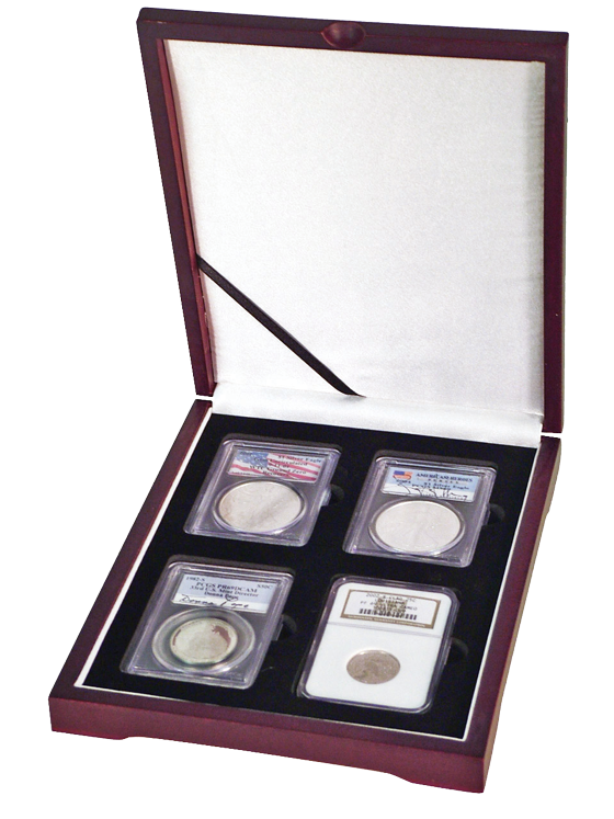 Solid Wood Top Coin Slab Display Box - 4 Slabs