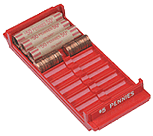 Extra Capacity Coin Roll Tray for Pennies - Red