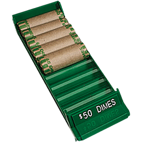 Extra Capacity Coin Roll Tray for Dimes - Green