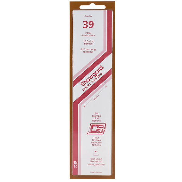 39 Showgard Strip-Style Stamp Mounts - 215mm (Clear)
