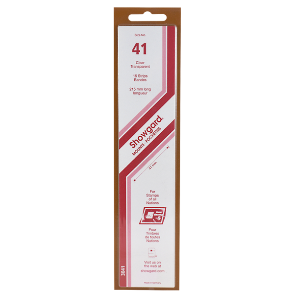 41 Showgard Strip-Style Stamp Mounts - 215mm (Clear)