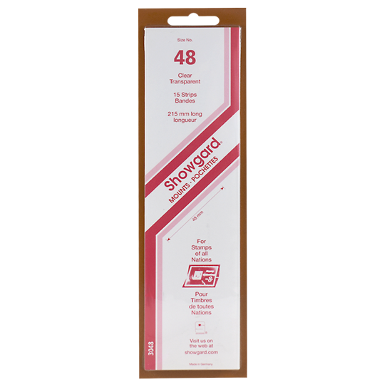 48 Showgard Strip-Style Stamp Mounts - 215mm Strip (Clear)