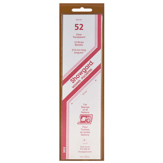 52 Showgard Strip-Style Stamp Mounts - 215mm Strip (Clear)