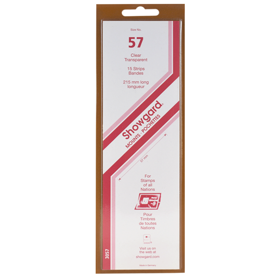 57 Showgard Strip-Style Stamp Mounts - 215mm Strip (Clear)