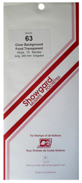 63 Showgard Strip-Style Stamp Mounts - 240mm Strip (Clear)