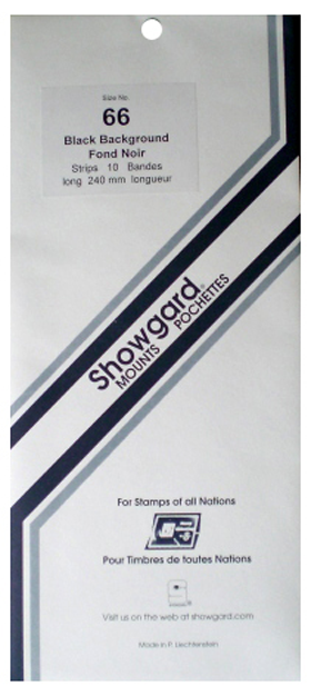66 Showgard Strip-Style Stamp Mounts - 240mm Strip (Black)