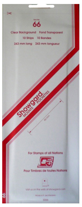 66 Showgard Strip-Style Stamp Mounts - 240mm Strip (Clear)