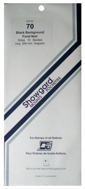 70 Showgard Strip-Style Stamp Mounts - 264mm Strip (Black)