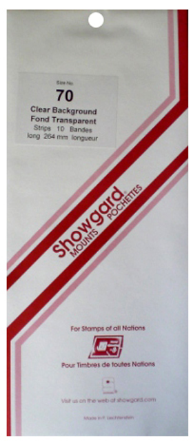 70 Showgard Strip-Style Stamp Mounts - 264mm Strip (Clear)