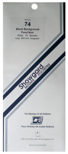 74 Showgard Strip-Style Stamp Mounts - 240mm Strip (Black)