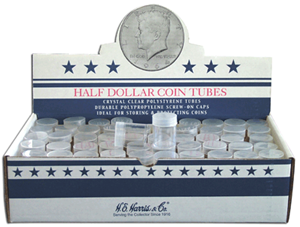 Whitman Half Dollar Round Coin Tubes - 100 pack