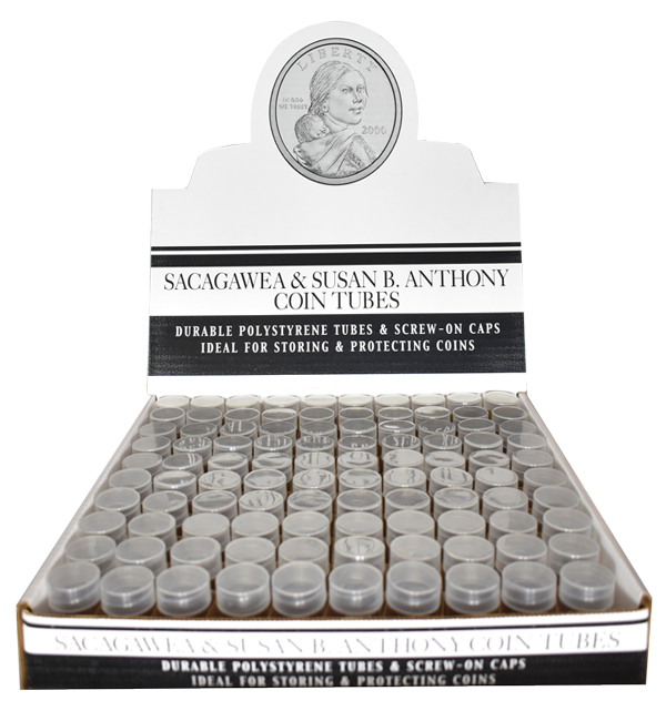 Whitman Sacagawea & S.B.A. Dollar Round Coin Tubes - 100 pack