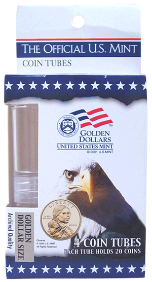 Whitman S.B.A. and Sacagawea Round Coin Tubes - 4 pack