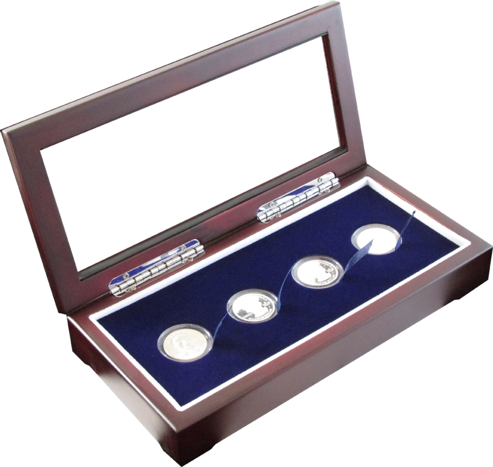 Glass Top Coin Capsule Display Box ( 4 S )