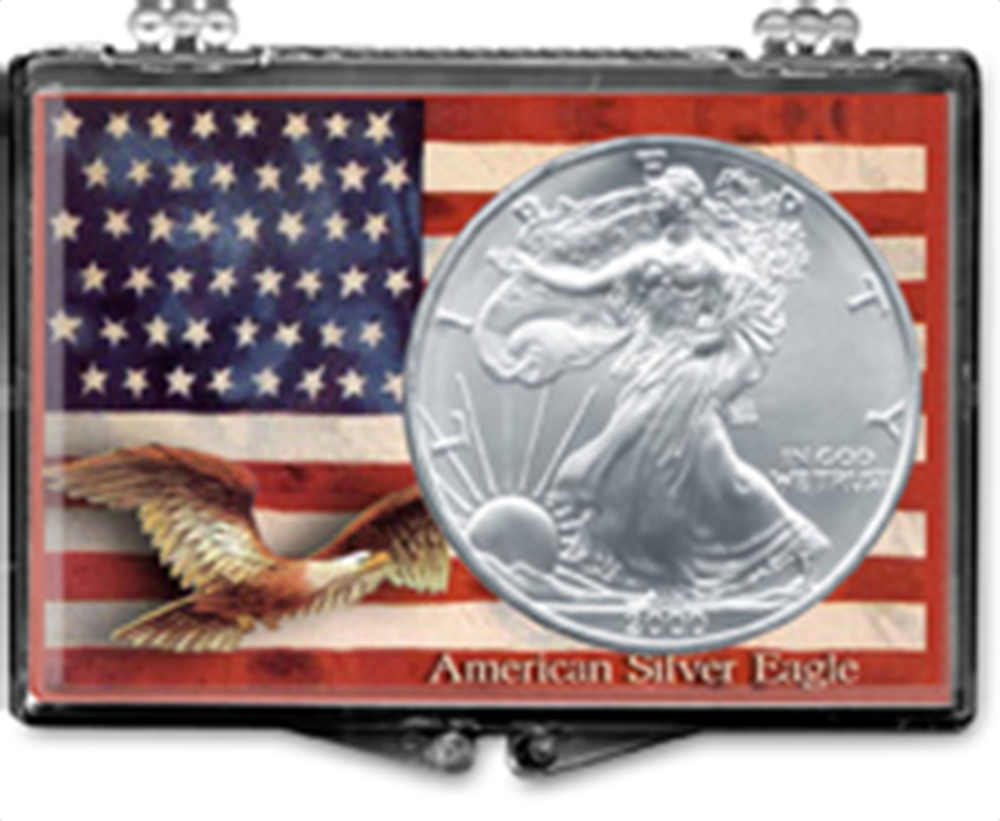 Edgar Marcus 1 oz American Silver Eagle Snaplock Case - Flag BG w Eagle