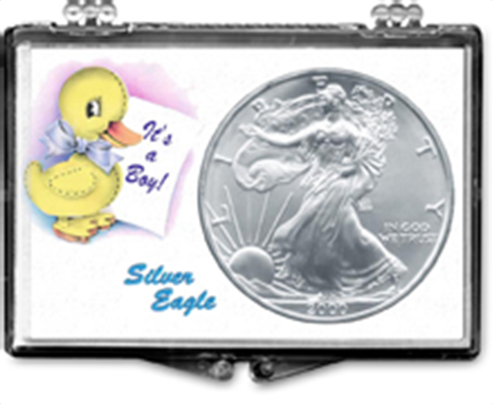 Edgar Marcus 1 oz American Silver Eagle Snaplock Case - Its a Boy w Duck