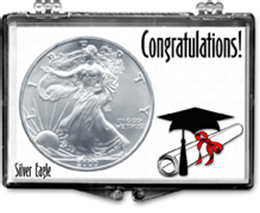 Edgar Marcus 1 oz American Silver Eagle Snaplock Case - Graduation Cap w Diploma