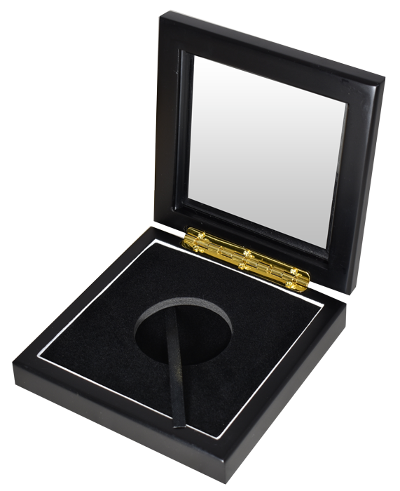 Wide Glass Top Coin Capsule Display Box ( XL ) - Black Matte | Coin Supply Express