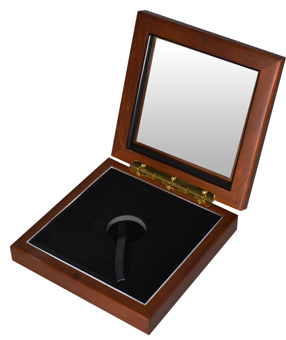 Wide Glass Top Coin Capsule Display Box ( S ) - Teak Brown