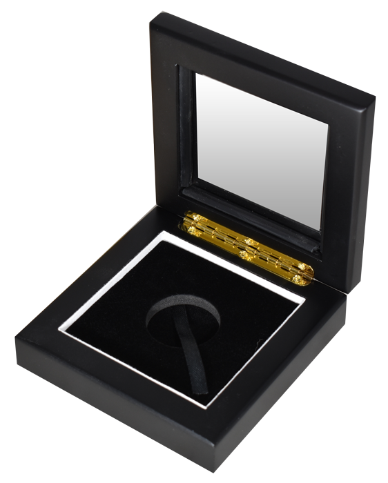 Glass Top Coin Capsule Display Box ( S ) - Black Matte