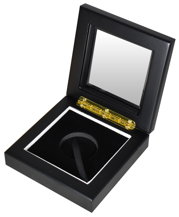 Glass Top Coin Capsule Display Box ( M ) - Black Matte