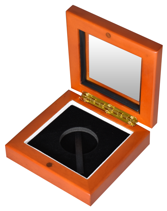 Glass Top Coin Capsule Display Box ( M ) - Light Cedar