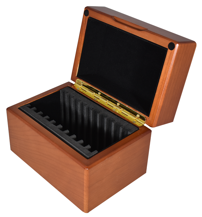 Wood Storage Box for 10 Coin Slabs - Teak Brown