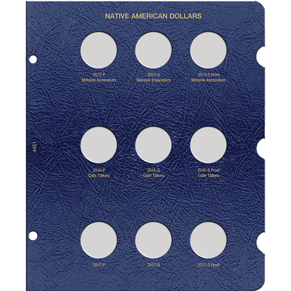 Native American Dollars Album Page 2015 thru 2017 - P, D, and S