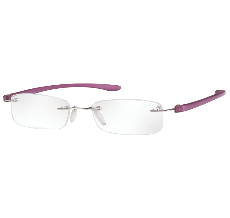 Rimless Magnifying Eye Glasses 2.5x - Purple