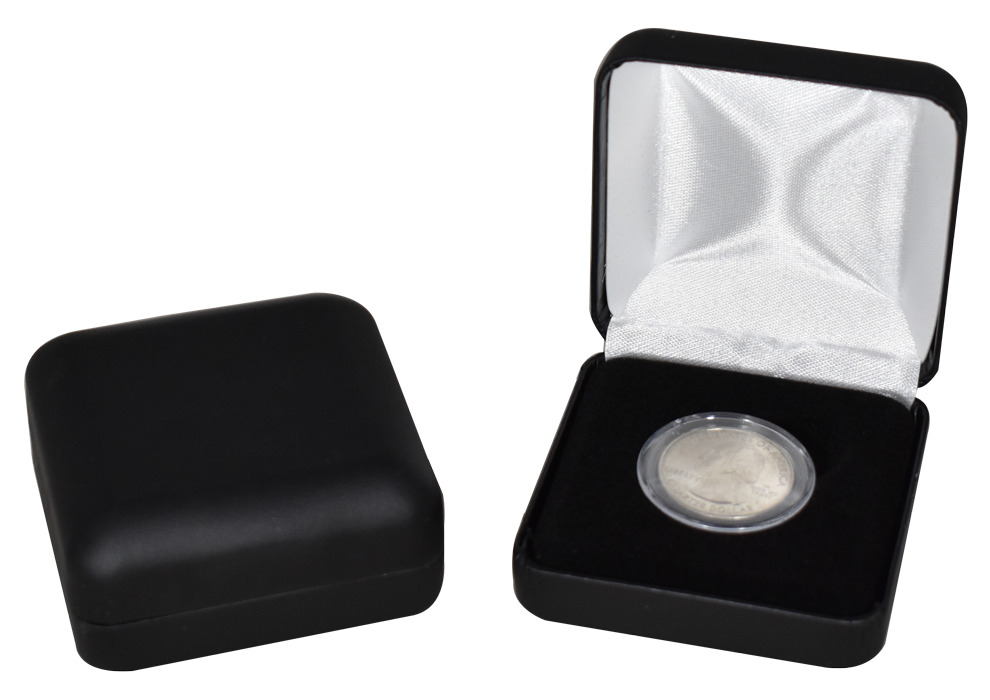 Leatherette Coin Capsule Box for SMALL Capsule - Black