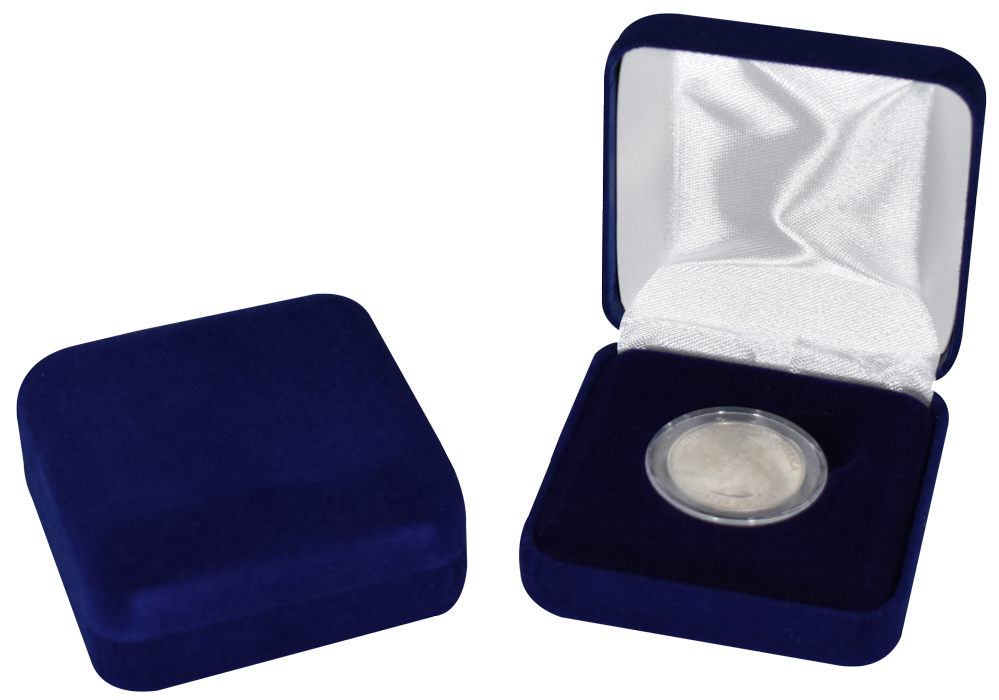 Velour Coin Capsule Box ( S ) - Blue