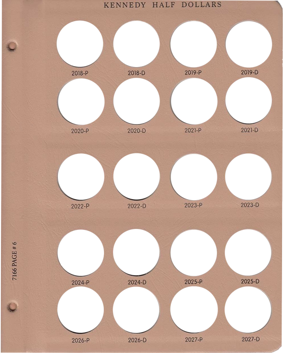 Kennedy Half Dollar Replacement Page 6 (6-7166)