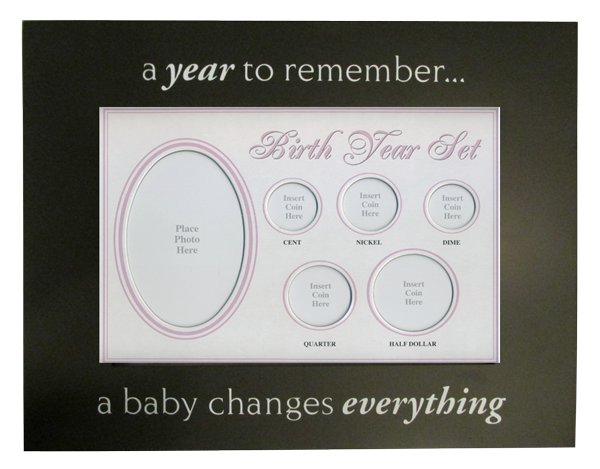 Birth Year Coin Set for Baby Girl - Pink